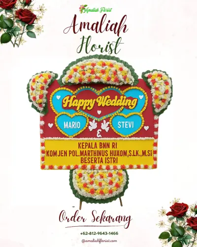 Karangan Papan Bunga Pernikahan di Senggreng